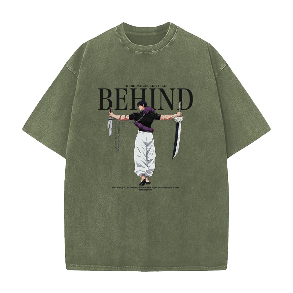 Фушигуро Тодзи Магическая битва Washed T Shirt Манга Футболка Мужская Женская Уличная Футболка С коротким рукавом Хлопок Свободная Футболка Одежда