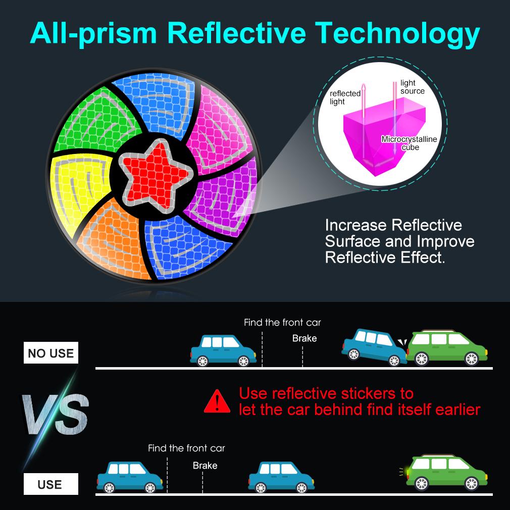 1 шт. 3D светоотражающая наклейка для автомобиля, защита от столкновений, защита от царапин, зеркало заднего вида, красочное предупреждение о безопасности, светоотражающая наклейка на корпус