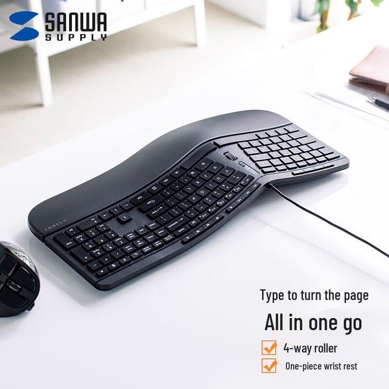Эргономичная проводная клавиатура Shanye с подставкой для запястий и 4-позиционным колесом прокрутки