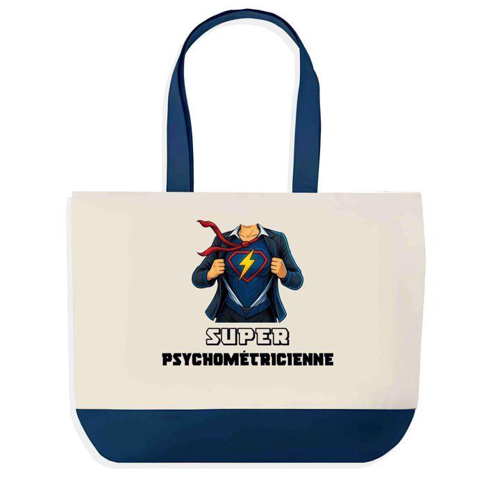 Tote bag - PLANETEE - Super Psychométricienne - fond bleu - coton 40x45 cm - Fabriqué en France