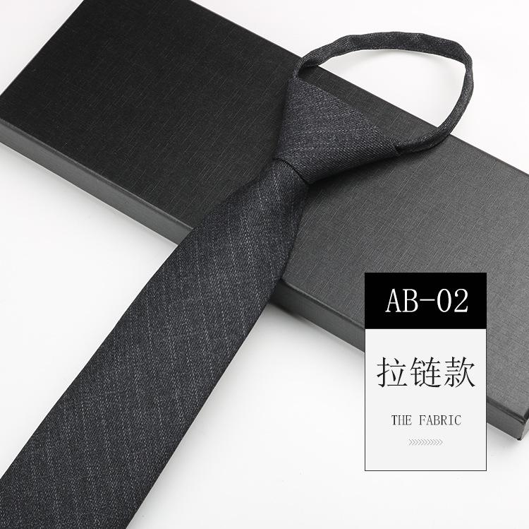 Men'S Tie Easy-Pull Zipper Dress Wedding British Style Blue Gray Knot-Free Hand Tie