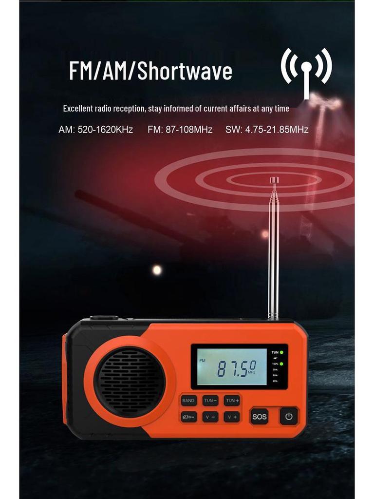 Уличное аварийное солнечное радио с ручным заводом и многофункциональный фонарик-пауэрбанк