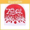 Y2k Trendy Knit Cap With Flame Pattern For Fall And Winter Fashion