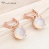 Модные классические серьги цвета розового золота с круглым белым опалом для женщин, простые модные ювелирные изделия для свадебной вечеринки