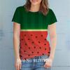 2025 Women's Fashion T Shirt Casual Short Sleeve Watermelon Printing Tee Shirt Round Neck Tops