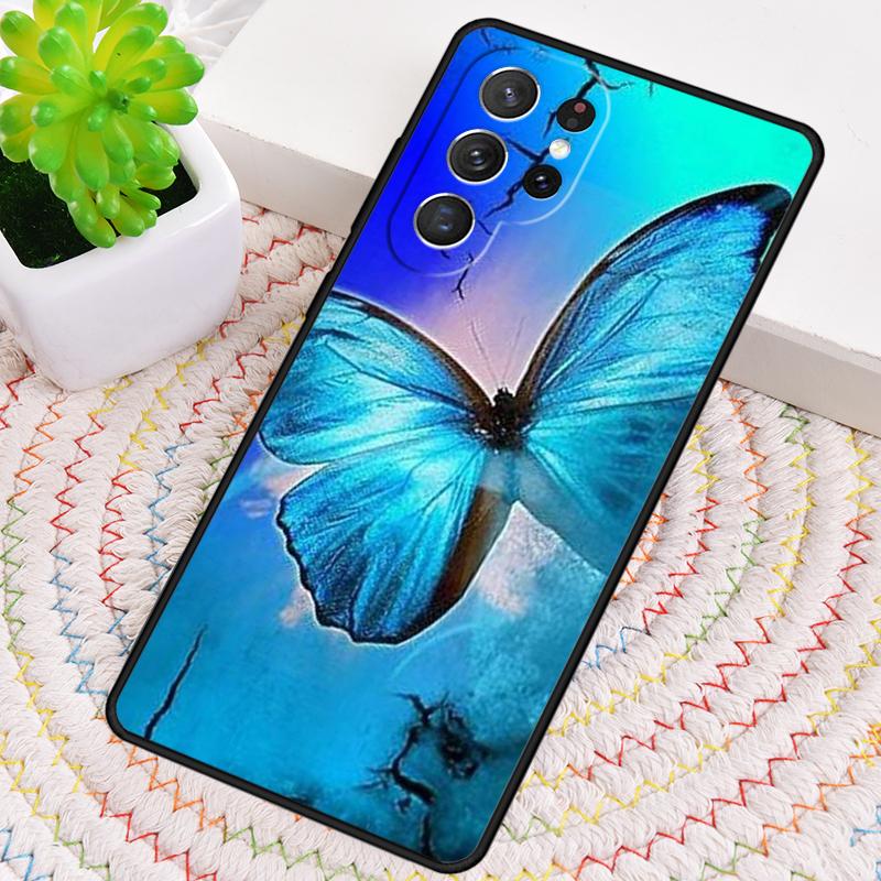 Синий Чехол-бабочка для телефона Samsung Galaxy note 10 pro S26 Ultra S23 S24 FE S25 S21 S22 PLUS противоударный Чехол