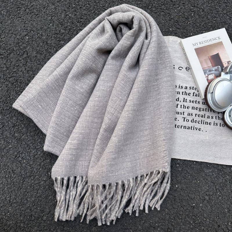 New Solid Color Scarf Couple Winter Shawl Dual-purpose Warm Long Thickened Fringed Scarf