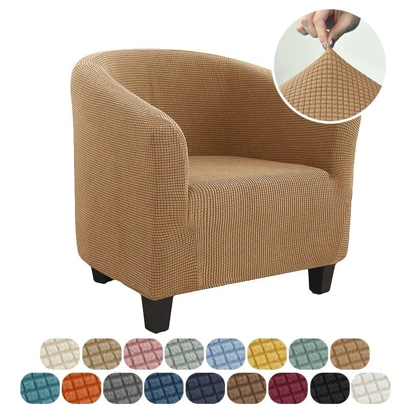 Club Arm Chair Cover Stretch Tub Chair Slipcover Solid Color Sofa Cover Polar Fleece Couch Covers for Bar Counter Living Room
