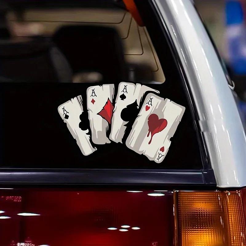 15x10cm Poker Spades A Pattern Motorcycle Decals Motocross Fuel Tank Racer Body Car Windows Decoration Playing Card Stickers