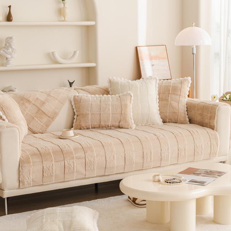 Thickened Fleece Winter Sofa Cushion Cushion Winter Minimalist Modern Seat Cushion Non-Slip Sofa Cover
