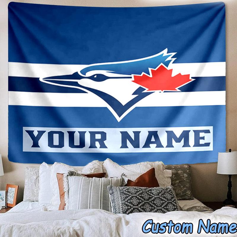 Custom Name Blue Jays Baseball Season Printed Tapestry, for Bedroom,Livingroom, dormitory, Large Wall Decor, Fabric Decor Fan Birthday Gifts