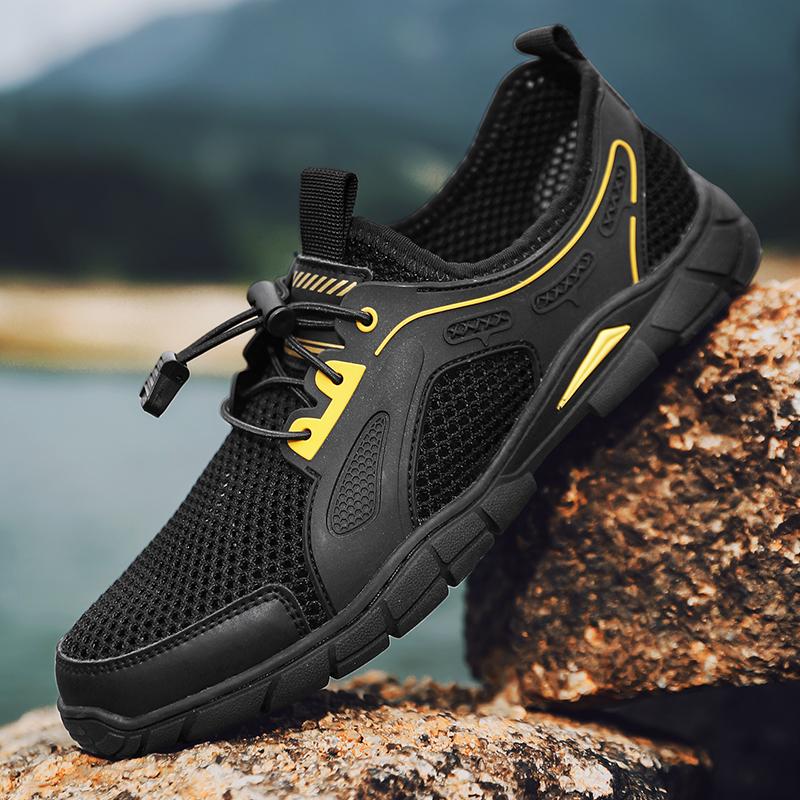 Летняя обувь для мужчин, модная повседневная дышащая обувь, уличные кроссовки с плоским дном и противоскользящей сеткой, удобная походная обувь