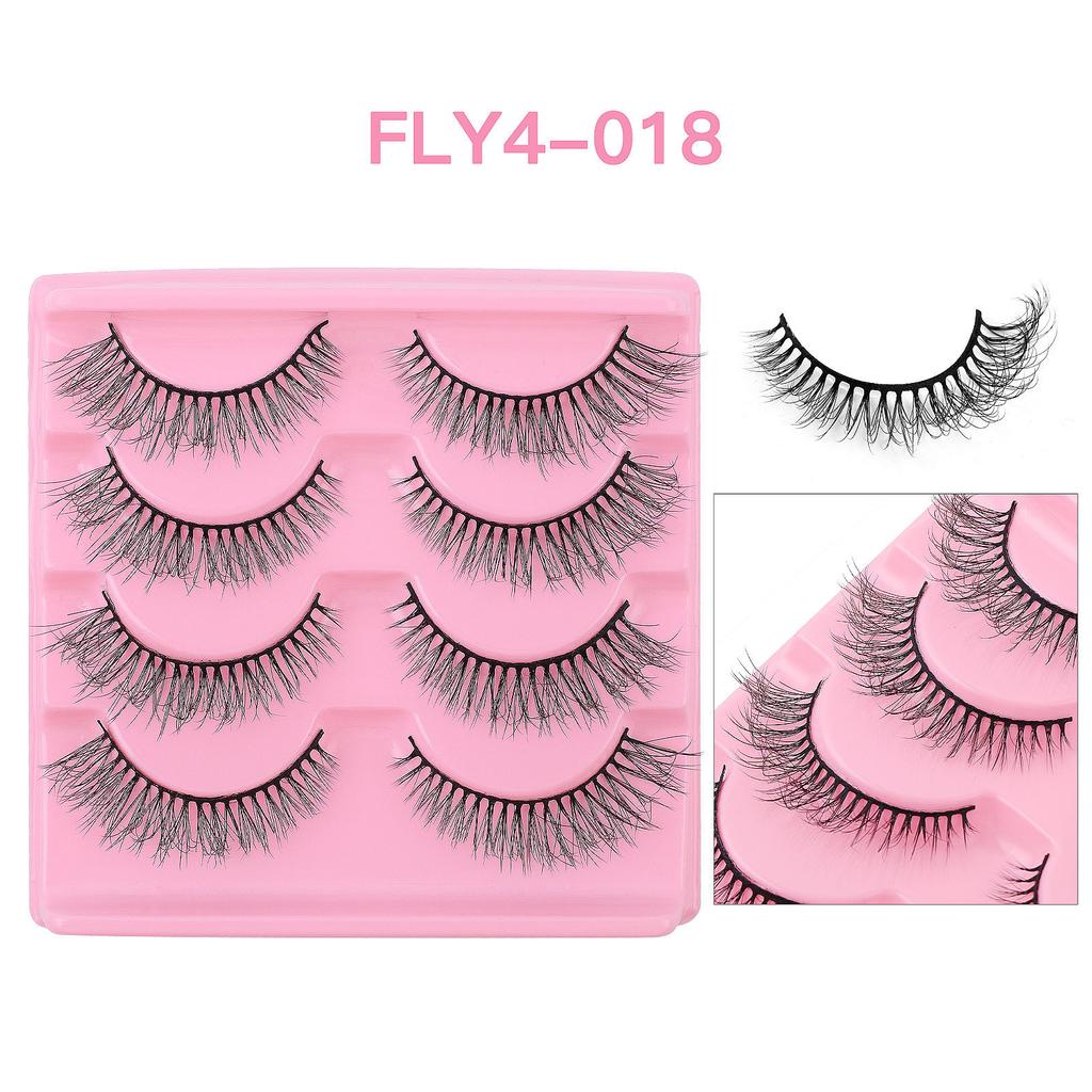 4 пары накладных ресниц, густые ресницы, преувеличенные растрепанные ресницы, имитация растрепанных ресниц