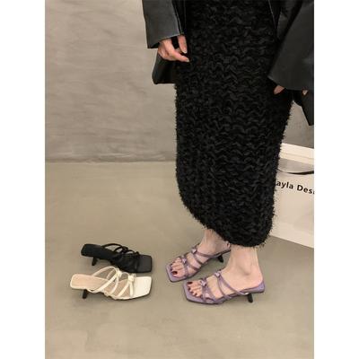 2024 новый темперамент светская львица тонкий каблук классные тапочки летняя одежда французский стиль с юбкой босоножки на высоком каблуке туфли феи