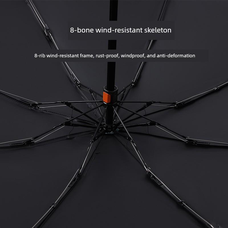 Portable Hiking and Mountaineering Umbrella with 50% off Hooks, Telescopic Handle, Reinforced Windproof, Sun and Rain Protection, Black Coating Sun