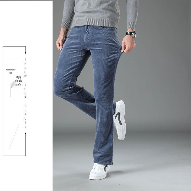 Men's Spring & Autumn Flared Corduroy Pants – Korean Style, Stretch Slim Fit