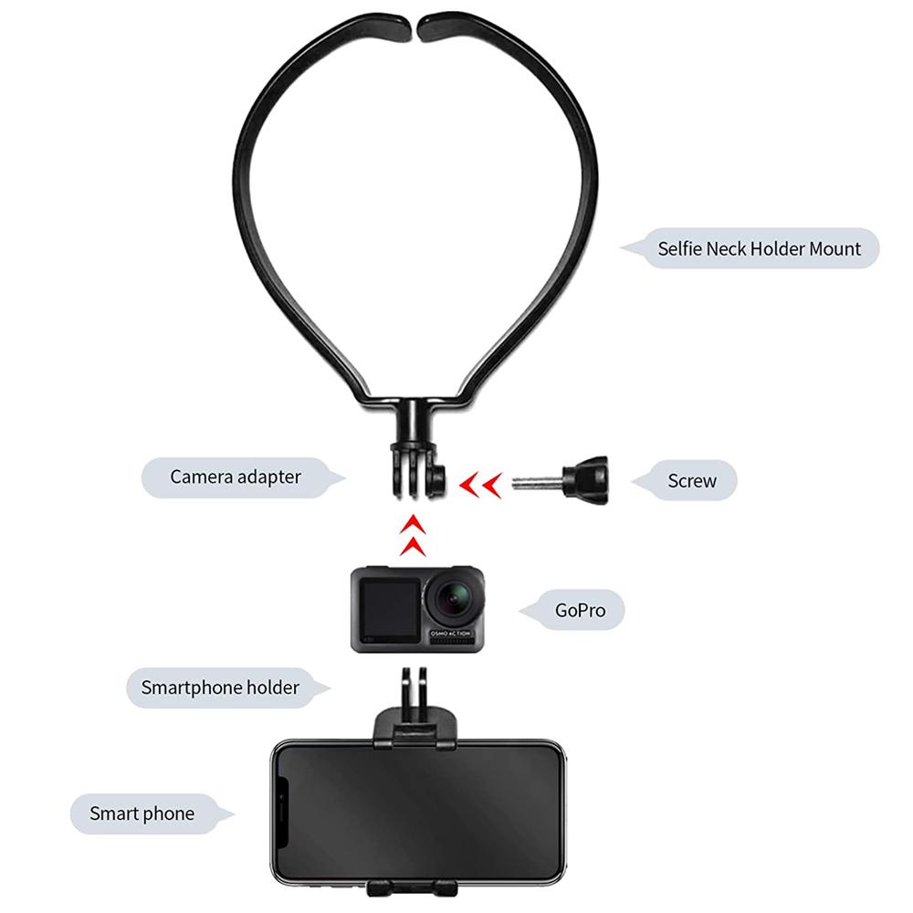 Крепление на шею, ремешок для GoPro 10, 9, 8, 7, 6, 5, экшн-камера, телефон, видеосъемка, смартфон, селфи, держатель на шею
