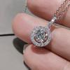 Huitan Graceful Round Zirconia Pendant Necklace for Women Bridal Wedding Zircon Luxury Engagement Ceremony Accessories Gift