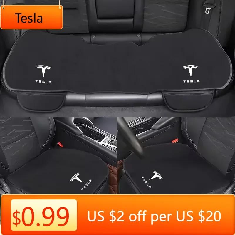 Автомобильная наклейка Tesla Автомобильная Универсальная Подушка на сиденье Нескользящий чехол Велюр Плюш Защитная накладка Для Tesla Model 3 Model S X Y Roadster S