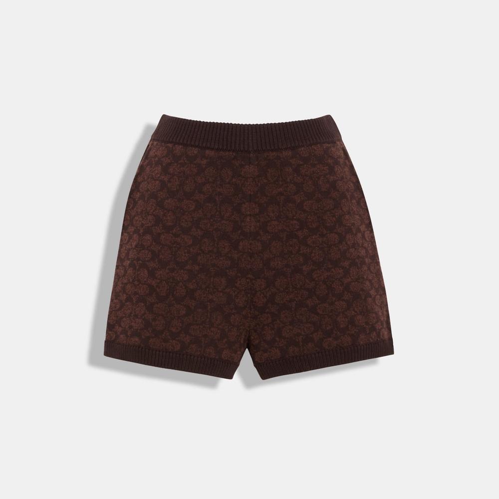 Coach Signature Knit Set Shorts Brown Signature
