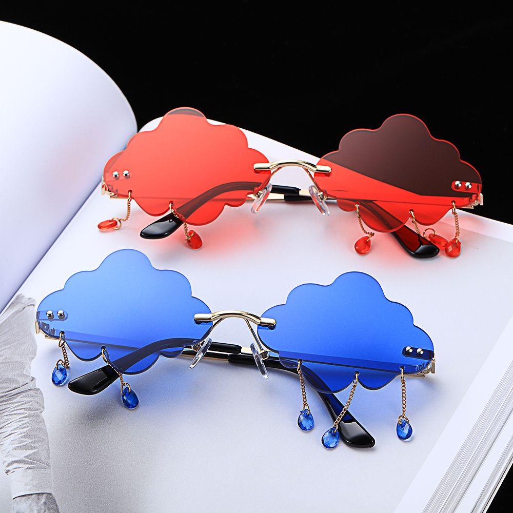 Cloud Shaped UV400 Rimless Sunglasses Disco Glasses Clouds Tassel Sunglasses Steampunk Sunglasses