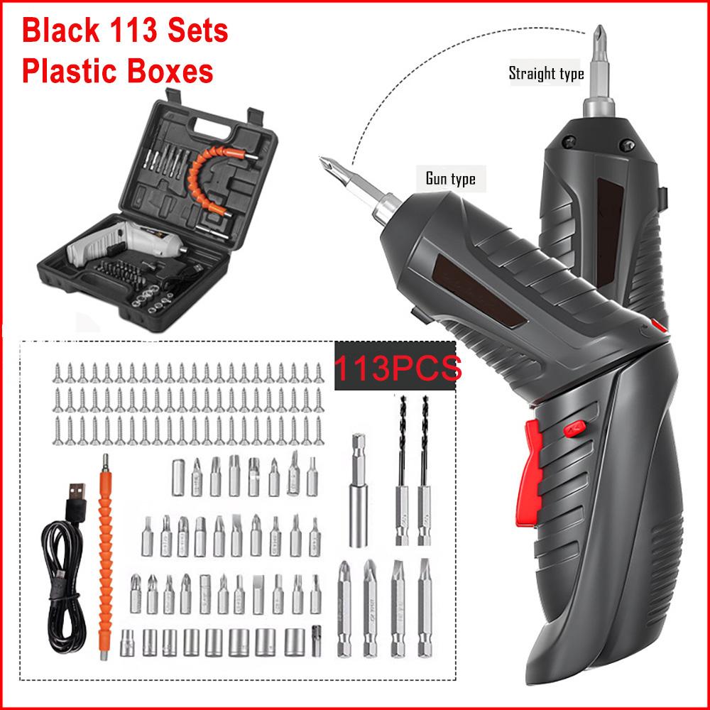 Перезаряжаемая дрель и отвертка, набор отверток с электрической батареей, беспроводной мини-компактный набор отверток, аккумуляторная дрель