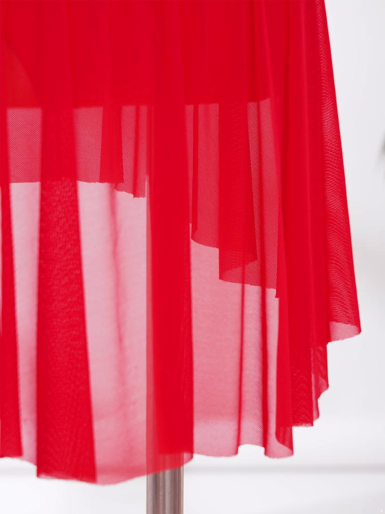 Детское платье для выступлений с асимметричным подолом и бретелями сзади для танцев на льду