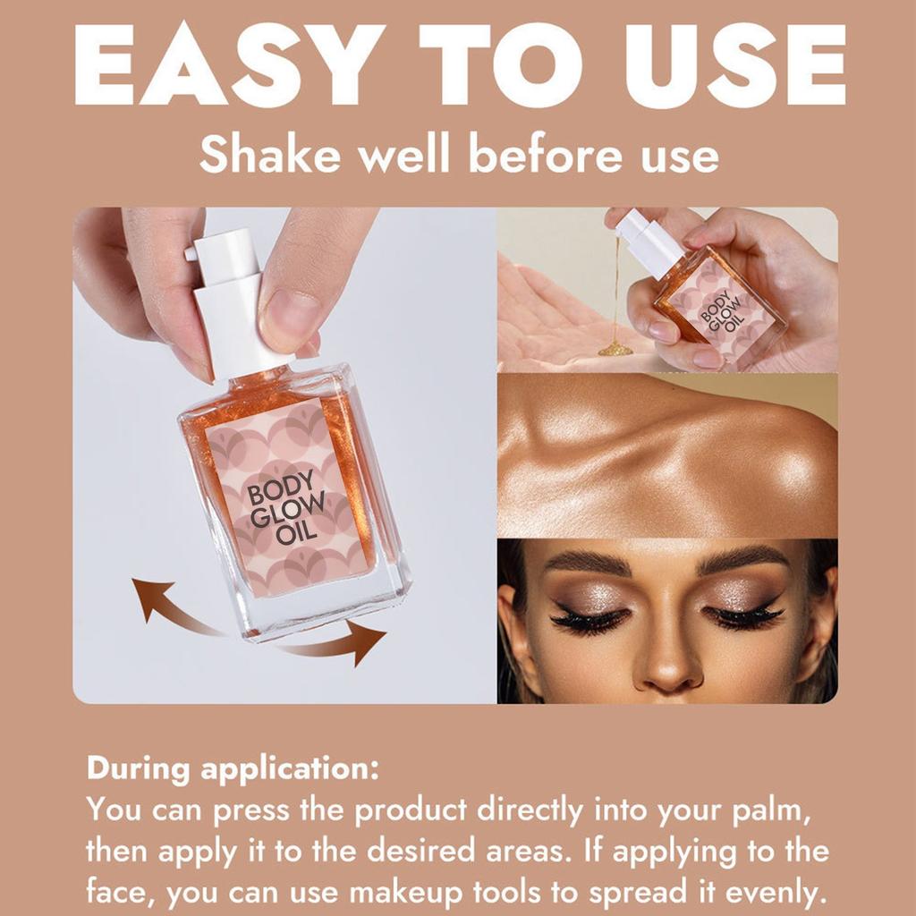 Масло для тела с блестками 5 цветов, сияющий жемчуг, хайлайтер для тела, жидкий хайлайтер, осветляющая жидкость для всего тела, 30 мл