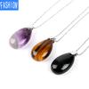 Popular Natural Stone Aura Crystal Teardrop Pendant