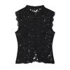 Hollow Out Lace Crop Top Stand Collar Y2K Girl Tops Versatile Sleeveless Vest  Daily Wear