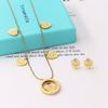Fashion 18k Gold Bracelet Necklace Jewelry Set Stainless Steel High-End Women's Jewelry Set