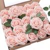 25pcs Artificial Roses With Stems, Ivory Foam Roses Lifelike Appearance, Suitable For Diy Wedding Bouquet, Bride Bouquet, Home Centerpiece
