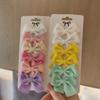 6PCS Soft Cotton Bow Hairpin Girl Sweet Plaid Design Hairpin Color Block Delicate Hairgripe Barrettes Kawaii Child Accessories