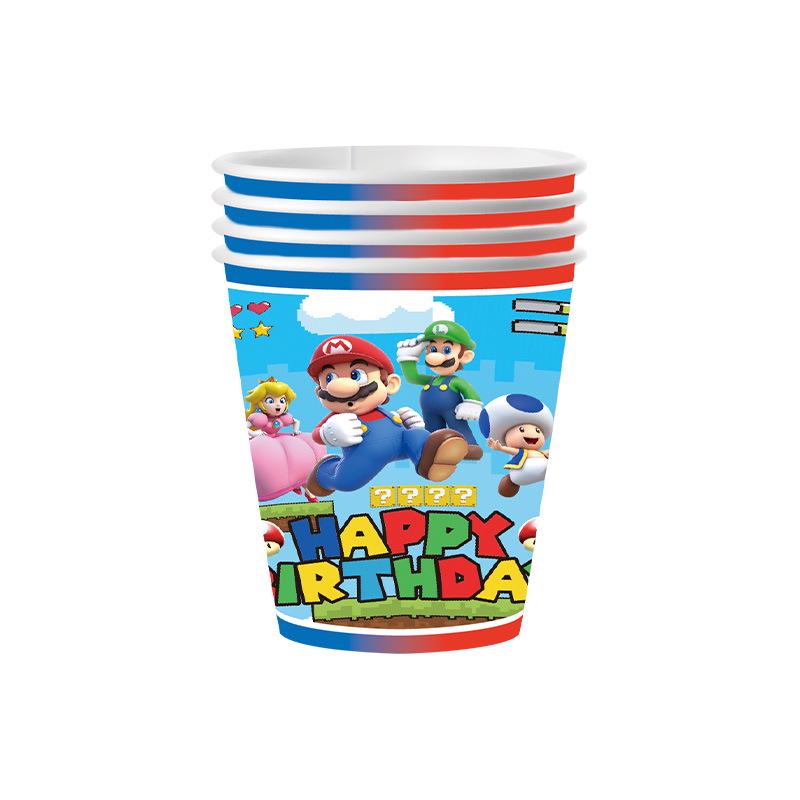 Одноразовые бумажные стаканы и тарелки с темой Марио для вечеринок по случаю дня рождения