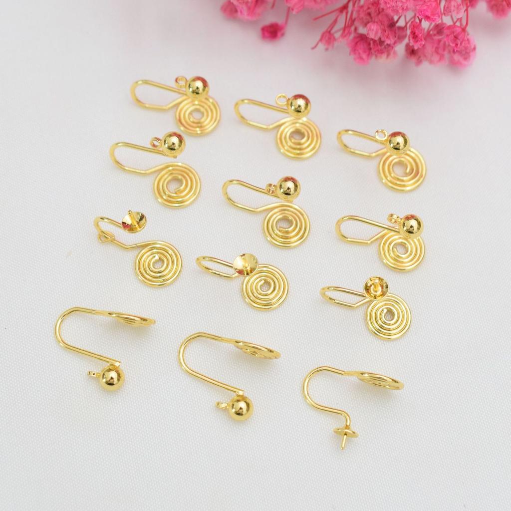 10pcs Color Retention 18K Gold Mosquito Coil Disc Ear Clip Converter Diy Handmade Jewelry Accessories Painless Change Ear Clips