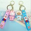Stylish Cartoon Astronaut Bear Keychain Cute Rubber Key Accessory In Blue For Couples