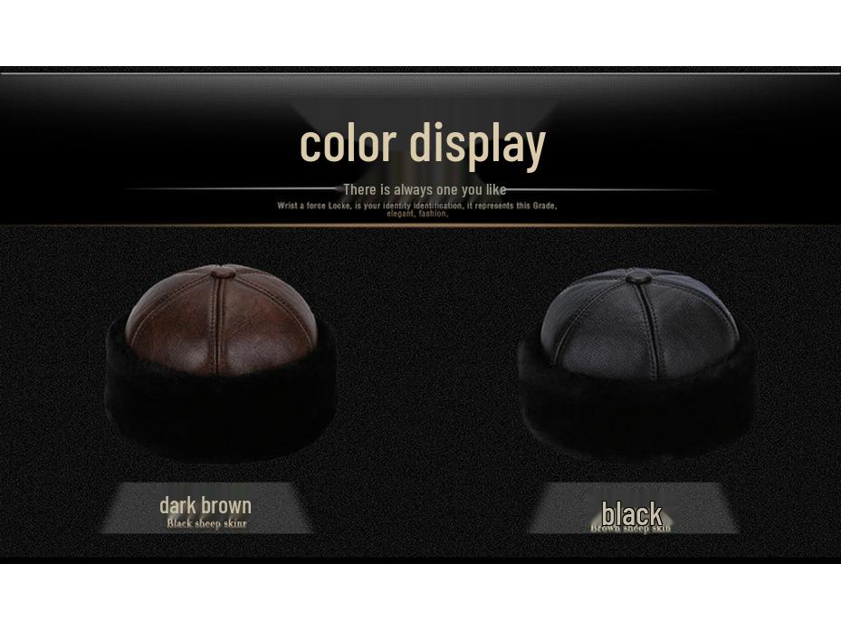 Зимняя шапка из натуральной коровьей кожи Haining для пожилых - Утепленная, с подкладкой из плюша, теплая шапка-пуловер для дедушки и бабушки