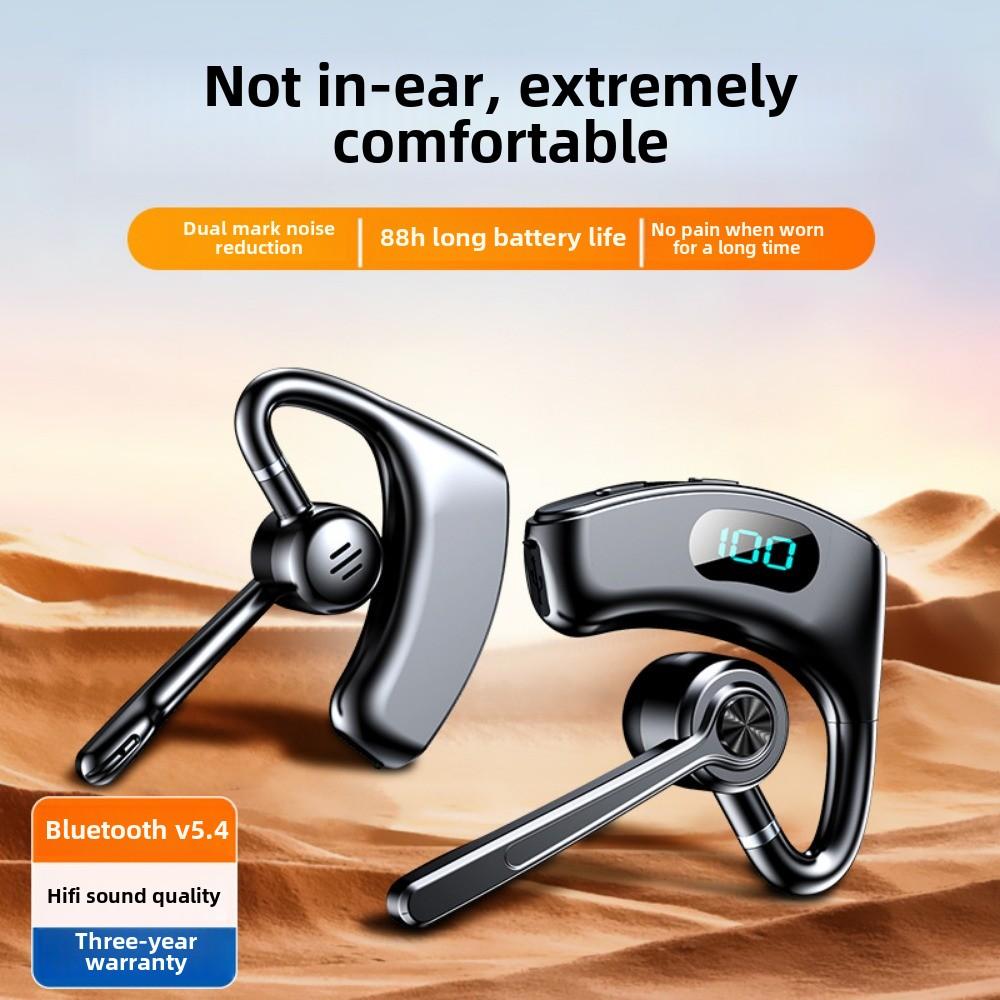 The New Wireless Bluetooth Headset Does Not Fit The Ear Hanging Sports Driving Dual-wheat Noise Reduction Ultra-long Endurance