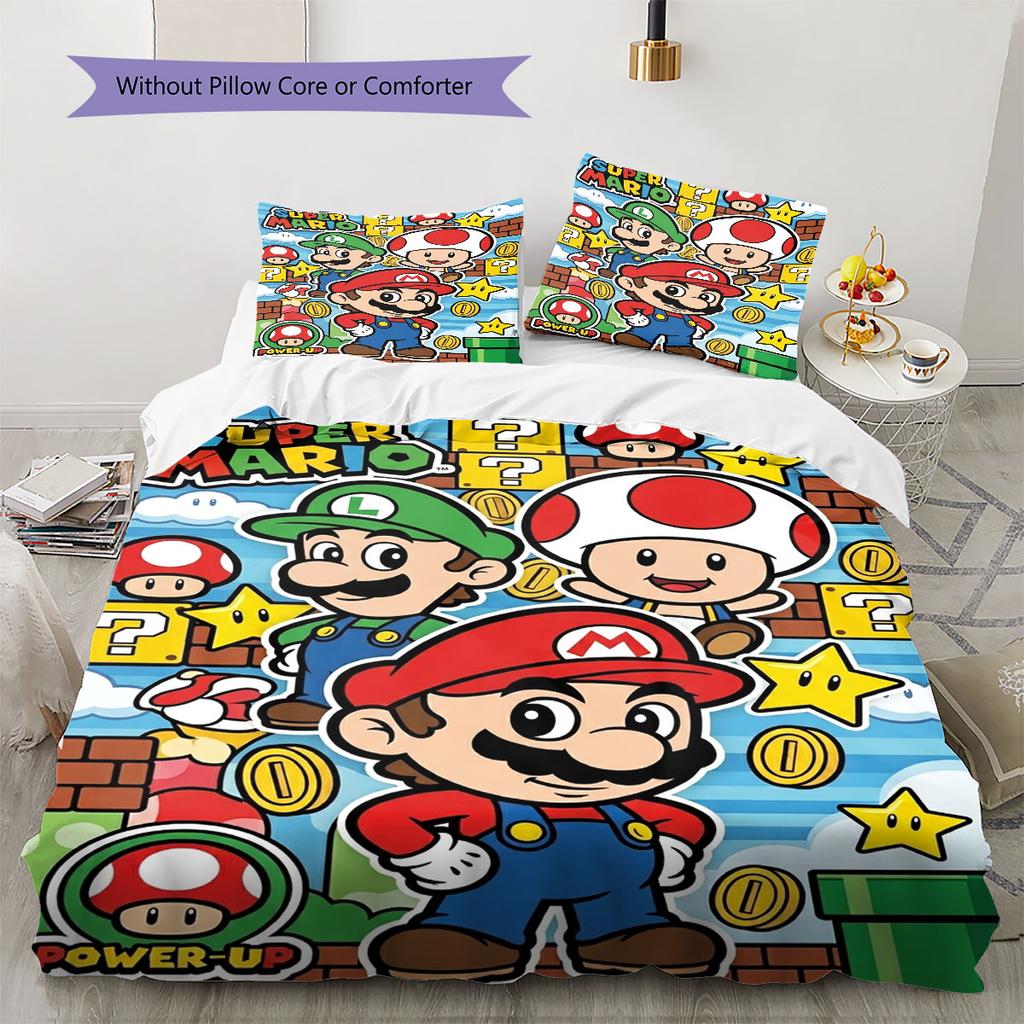 Hide Mario Tube Bedding Quilt Set Quilt Cover Pillowcase Home Decoration Birthday Gift (1 * duvet cover + 2 * pillowcase, without core)