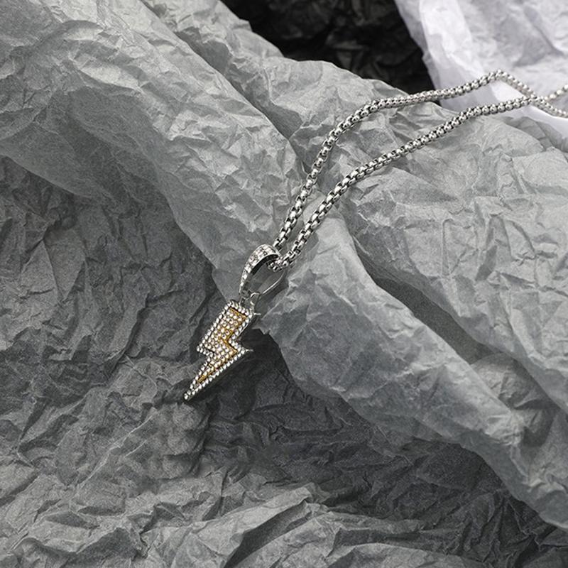 Ожерелье с подвесками Shine Full Zircon Lightning Ожерелье для женщин и мужчин Iced Out Chain Хип-хоп вечерние ювелирные аксессуары