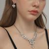 Exquisite Necklace Earrings Set Shining Crystal Necklace Set Princess Rhinestone Jewelry Set  Women