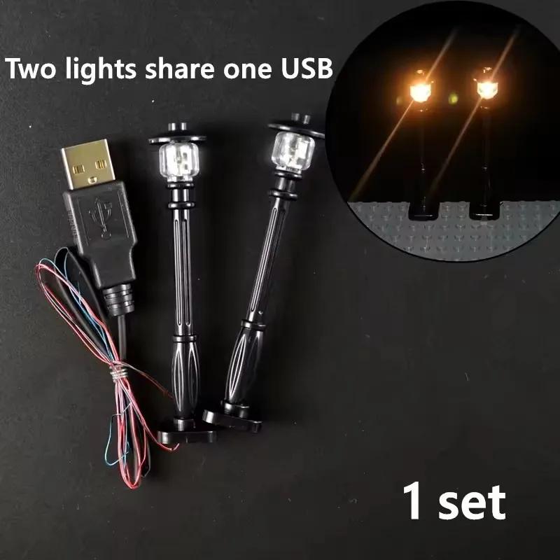 City Road Street traffic lights 7Ports LED LIGHT USB Street Lamp Base Plate Accessories Construction Bricks mini model Works With