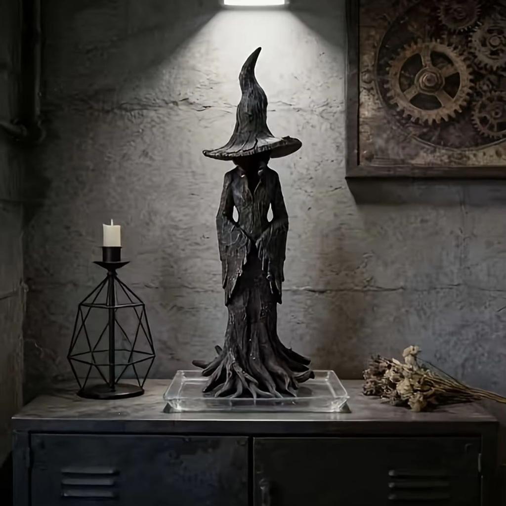 12 inch 8-inch Gothic Witch Statue - Black Gold Gothic Design, suitable for witch themed parties and Gothic style home decor