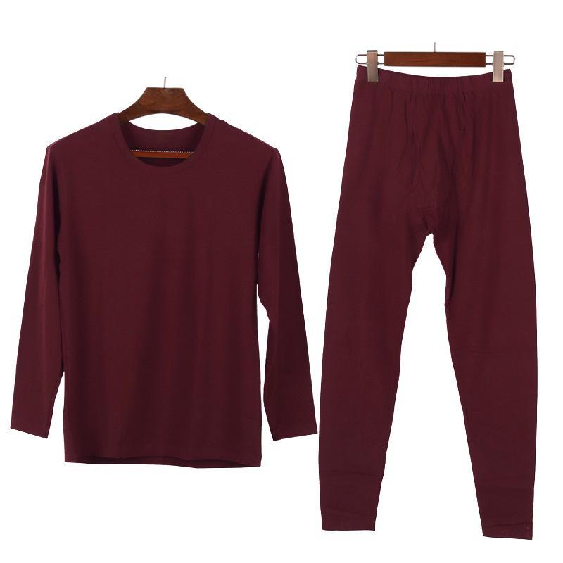 Мужской комплект термобелья из чистого хлопка с круглым вырезом - легкая, дышащая осенняя нижняя одежда