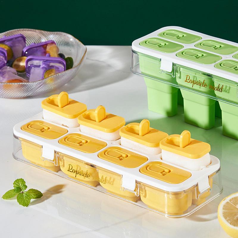 Силиконовые формы для мороженого, многоразовые, 8 ячеек, форма для эскимо, форма для мороженого, легко извлекаемые формы для мороженого для домашних угощений