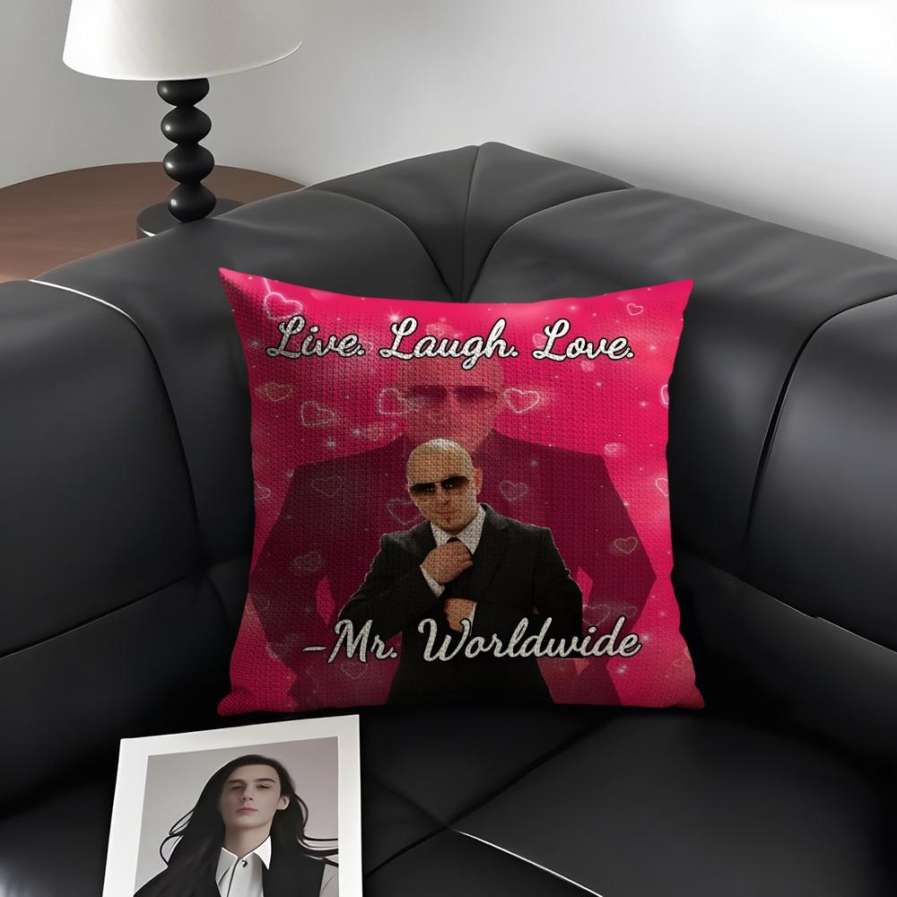 MMr WorldwideS Pitbull Cushion Cover Natural Linen Organic Fabric DoubleSided Printing Sofa Home Decor Gift Pillow Case