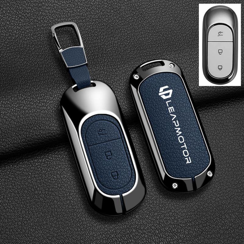 BFM1 Car Remote Key Case Cover For Leapmotor C16 C11 C10 C01 B10 T03 S01 Type Zinc Alloy Leather Protector Auto Keychain Accessories