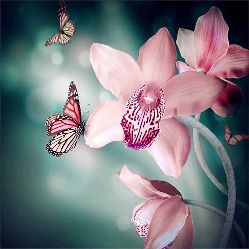 Diamond Diy Diamond Painting Flower Embroidery Lily Cross Stitch Full Round Drill Rhinestone Handmade Art Home Decor Gift