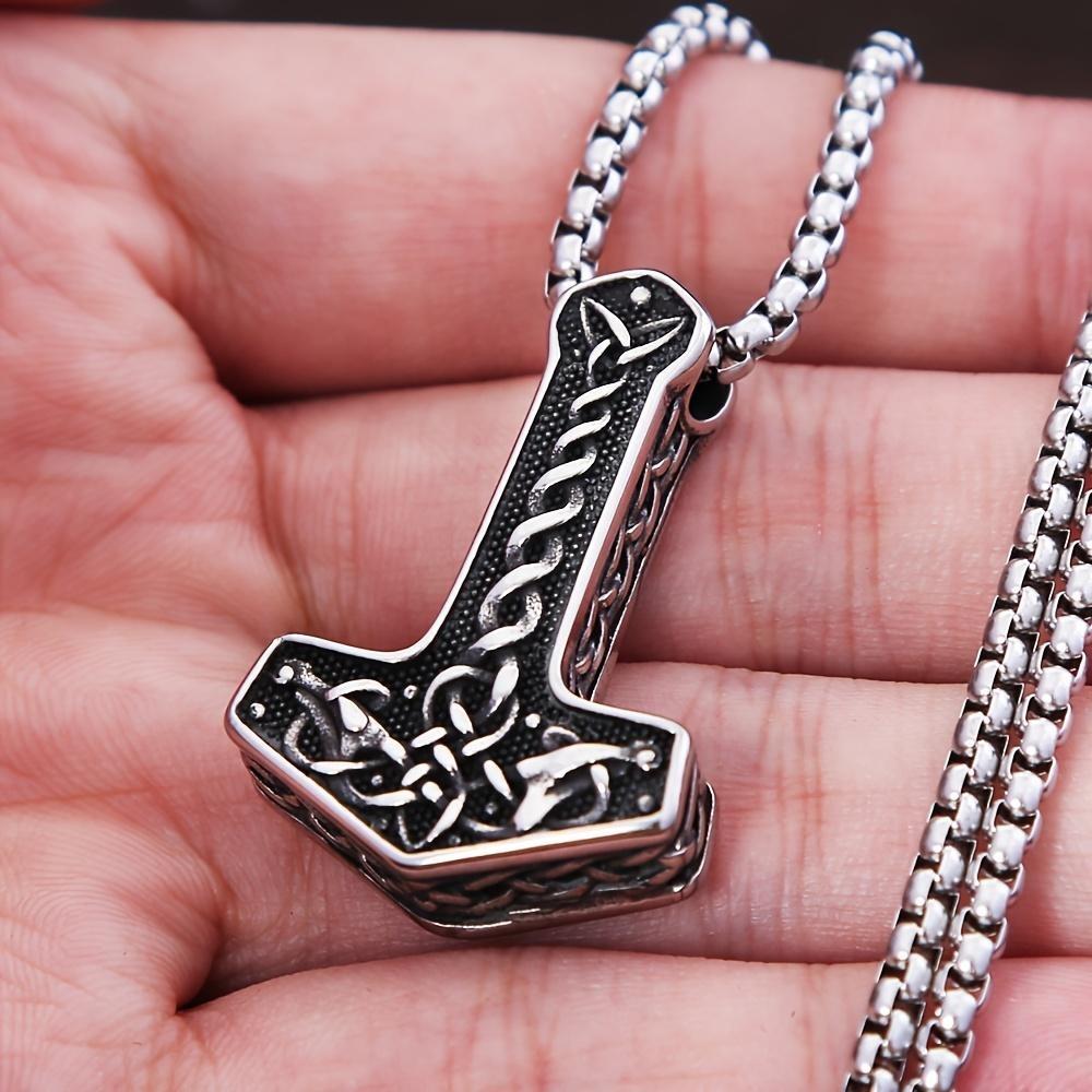Скандинавский винтажный молот Тора, мужской кулон, ожерелье с кельтским узлом викингов, защитное ювелирное изделие, подарочные аксессуары
