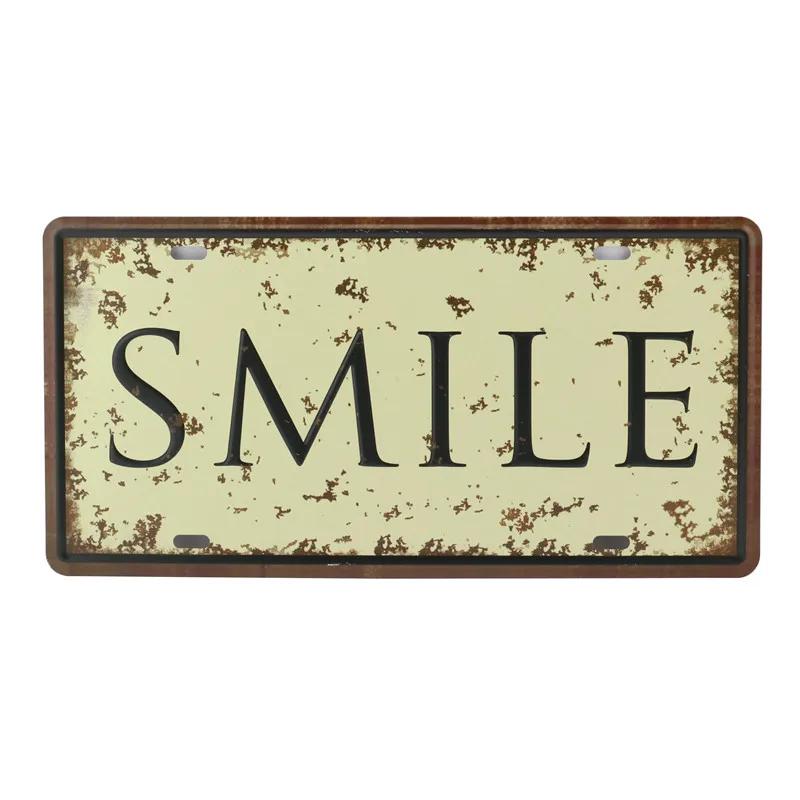 Text Signs Welcome Love Family Warm-Hearted Word Metal Plate Car License Tin Sign Wall Pin Up Tin Sign Retro Craft Iron Painting
